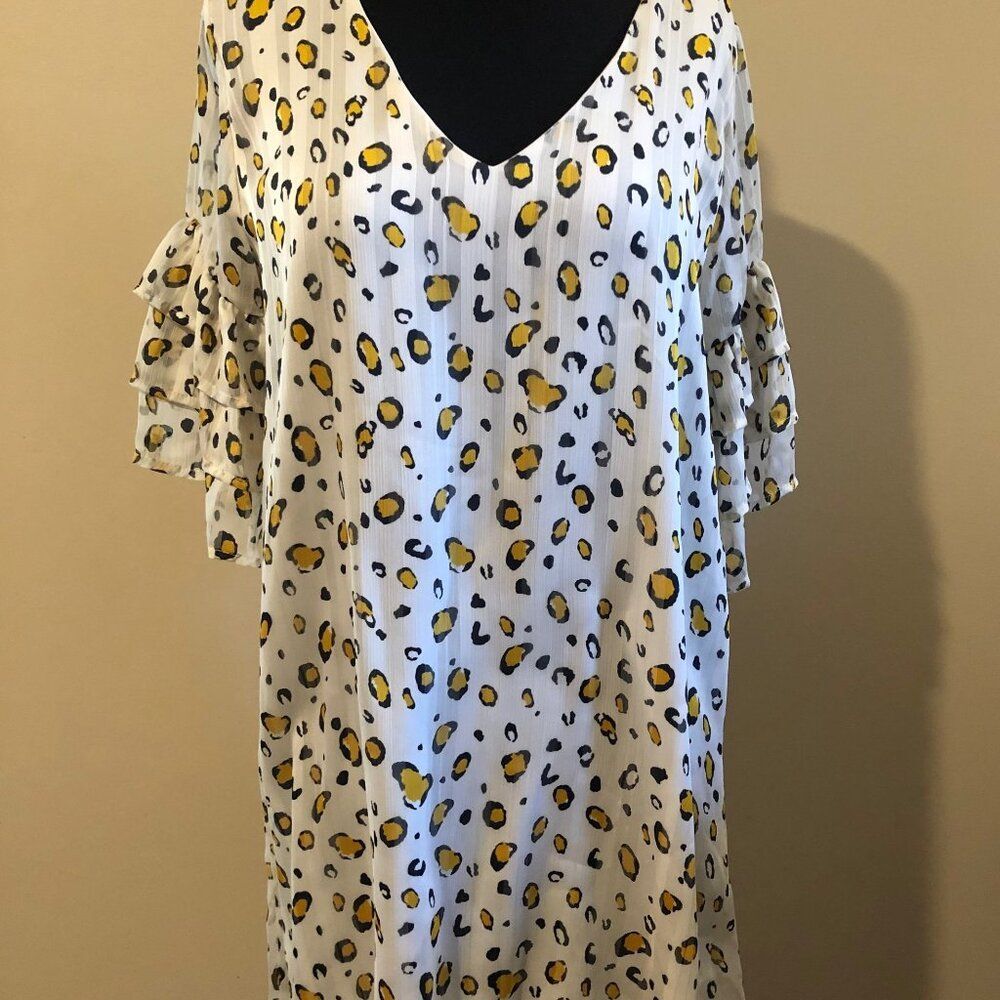 Tyche Leopard Print Ruffle Sleeve Dress  5097  NWT Boutique